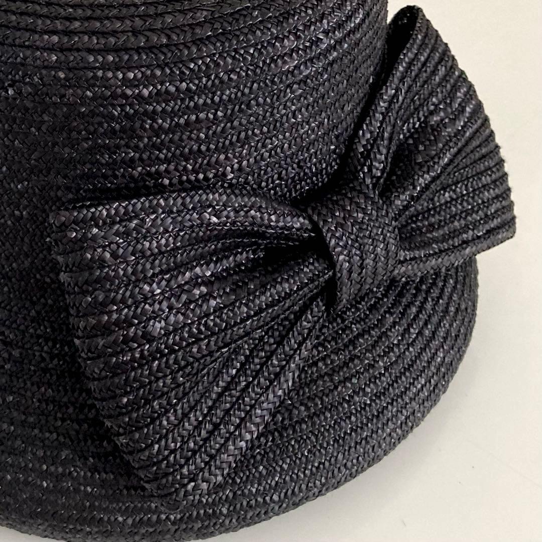 しおり様★イタリア製 GREVI フロントリボン ストローハット 麦わら帽子　黒