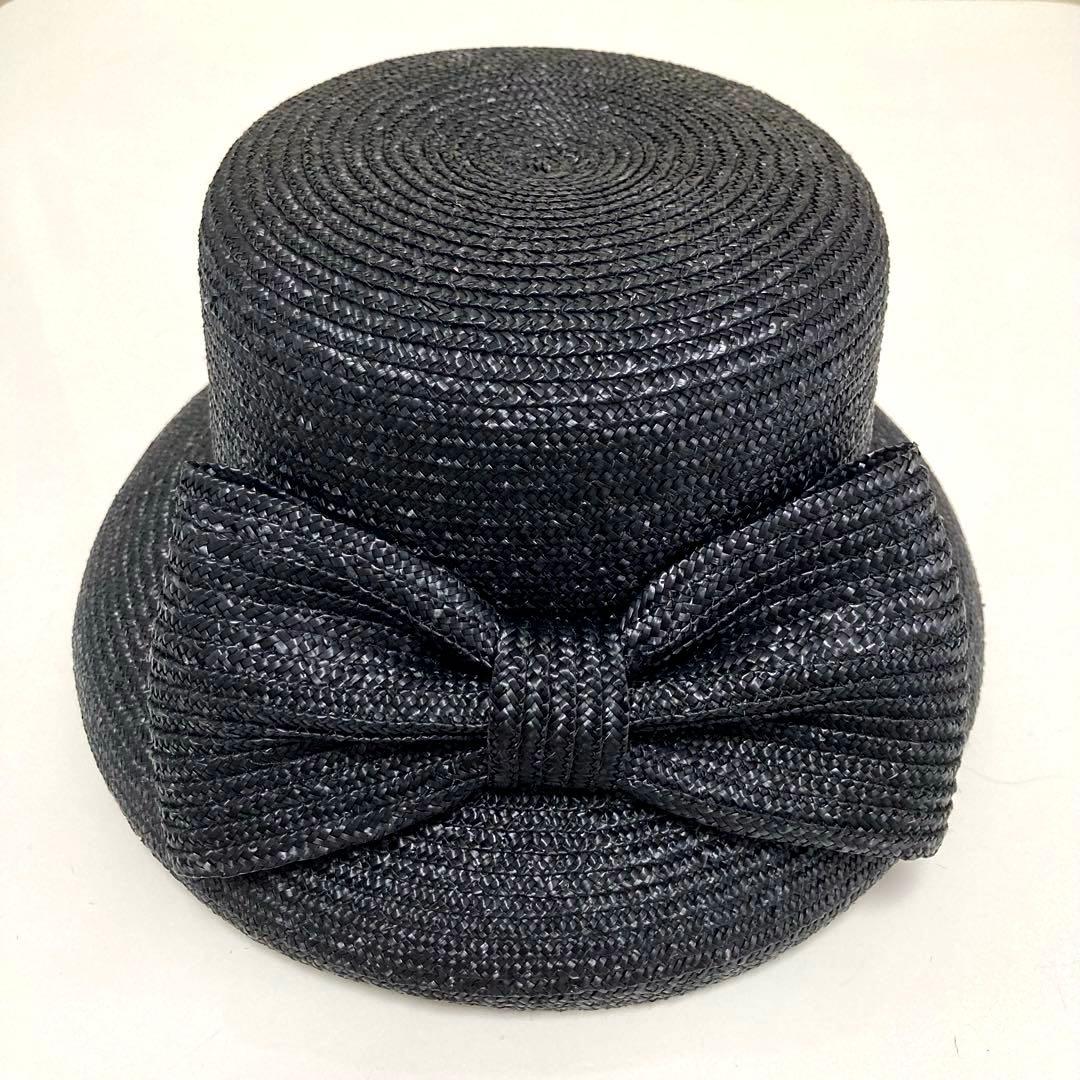 しおり様★イタリア製 GREVI フロントリボン ストローハット 麦わら帽子　黒