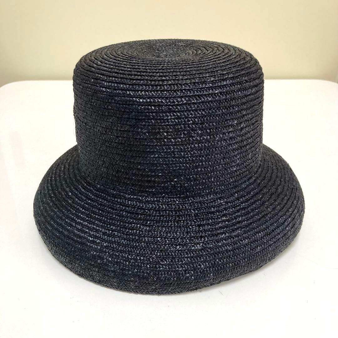 しおり様★イタリア製 GREVI フロントリボン ストローハット 麦わら帽子　黒