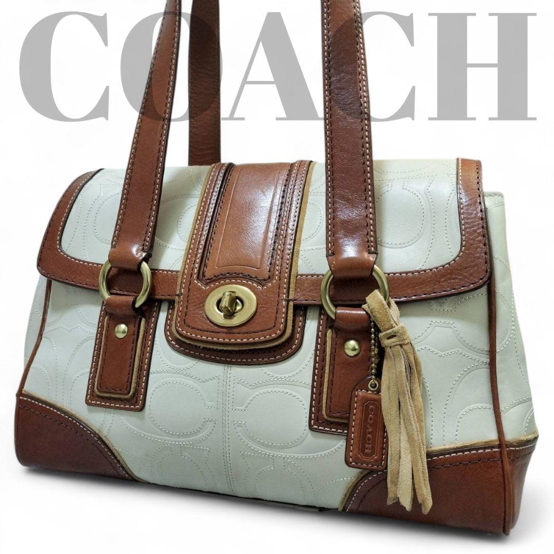 極美品 COACH コーチ トートバッグ ハンプトンズ ターンロック ソーホー