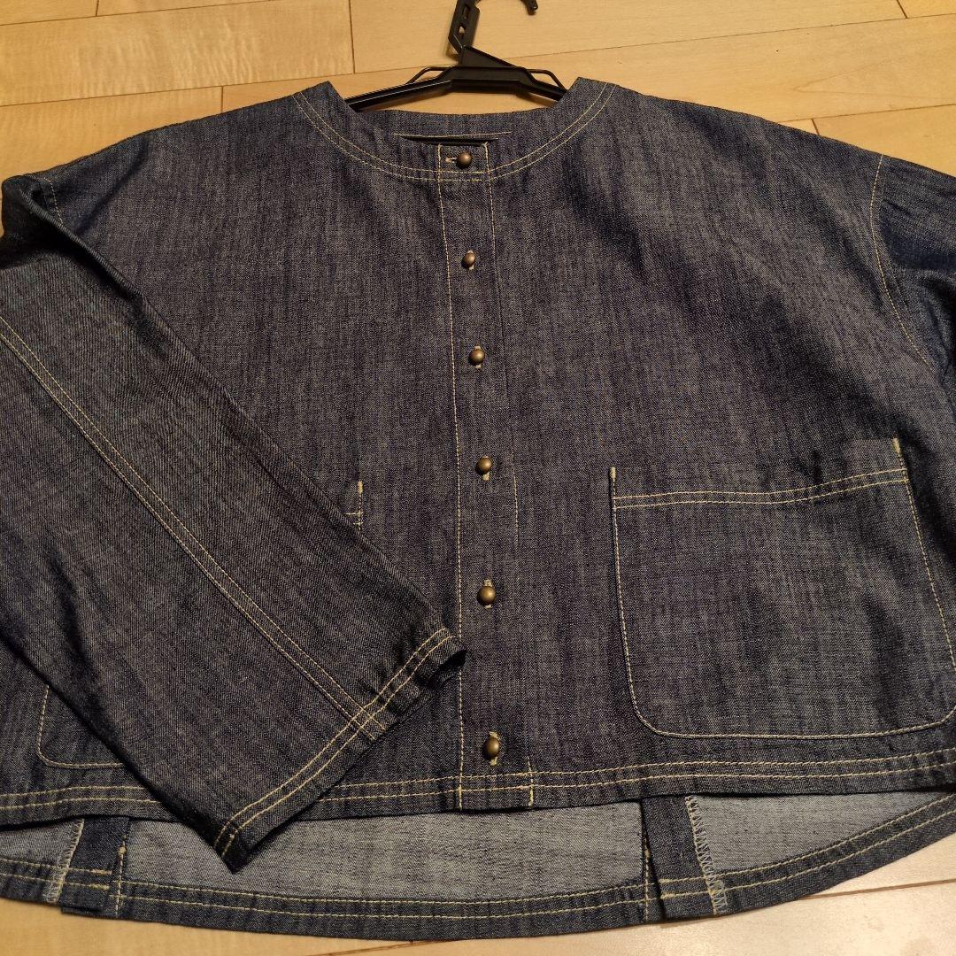 ダークデニム ボタン付きジャケット