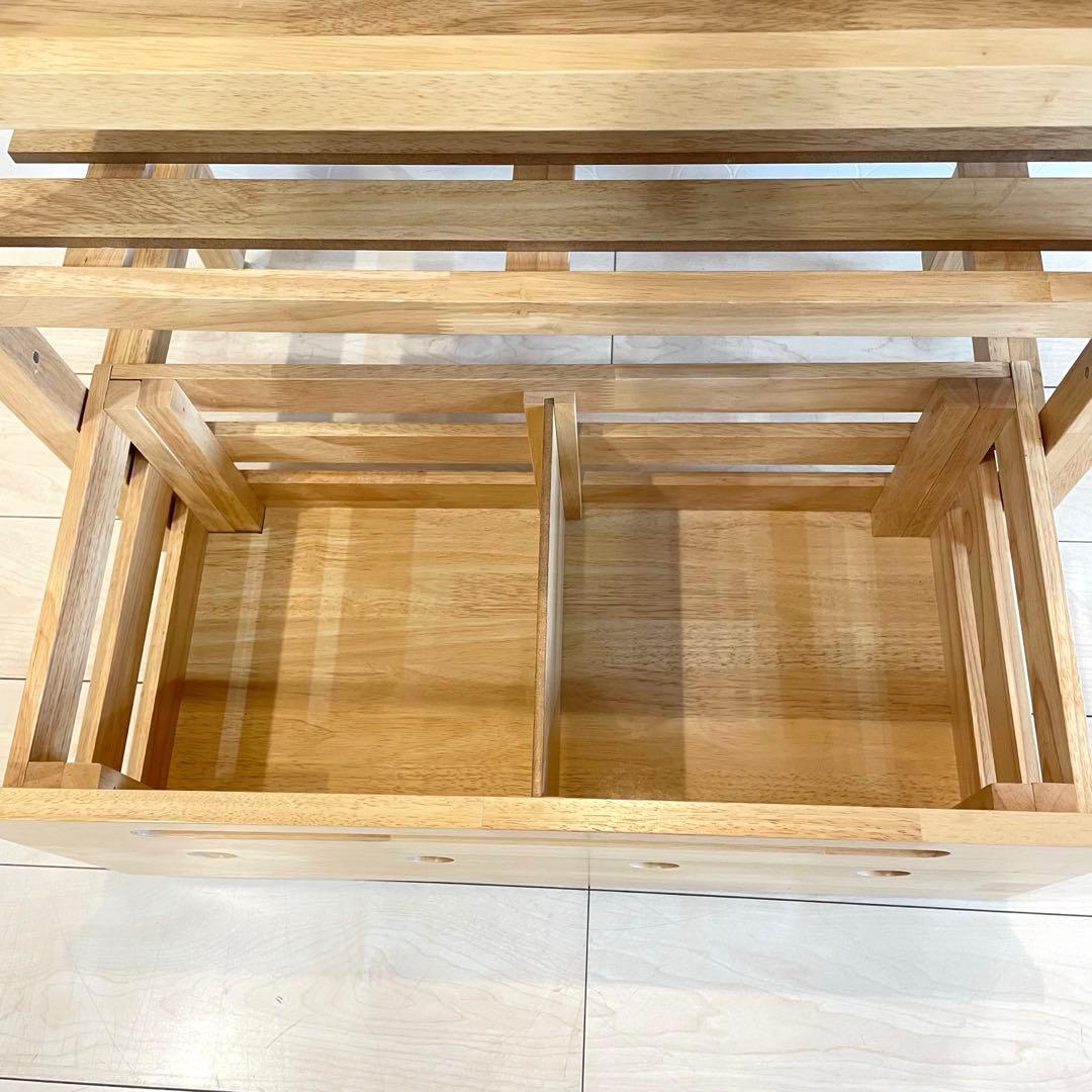 【美品】 タイル天板 木製キッチンワゴン キャスター付 北欧 収納棚 カントリー