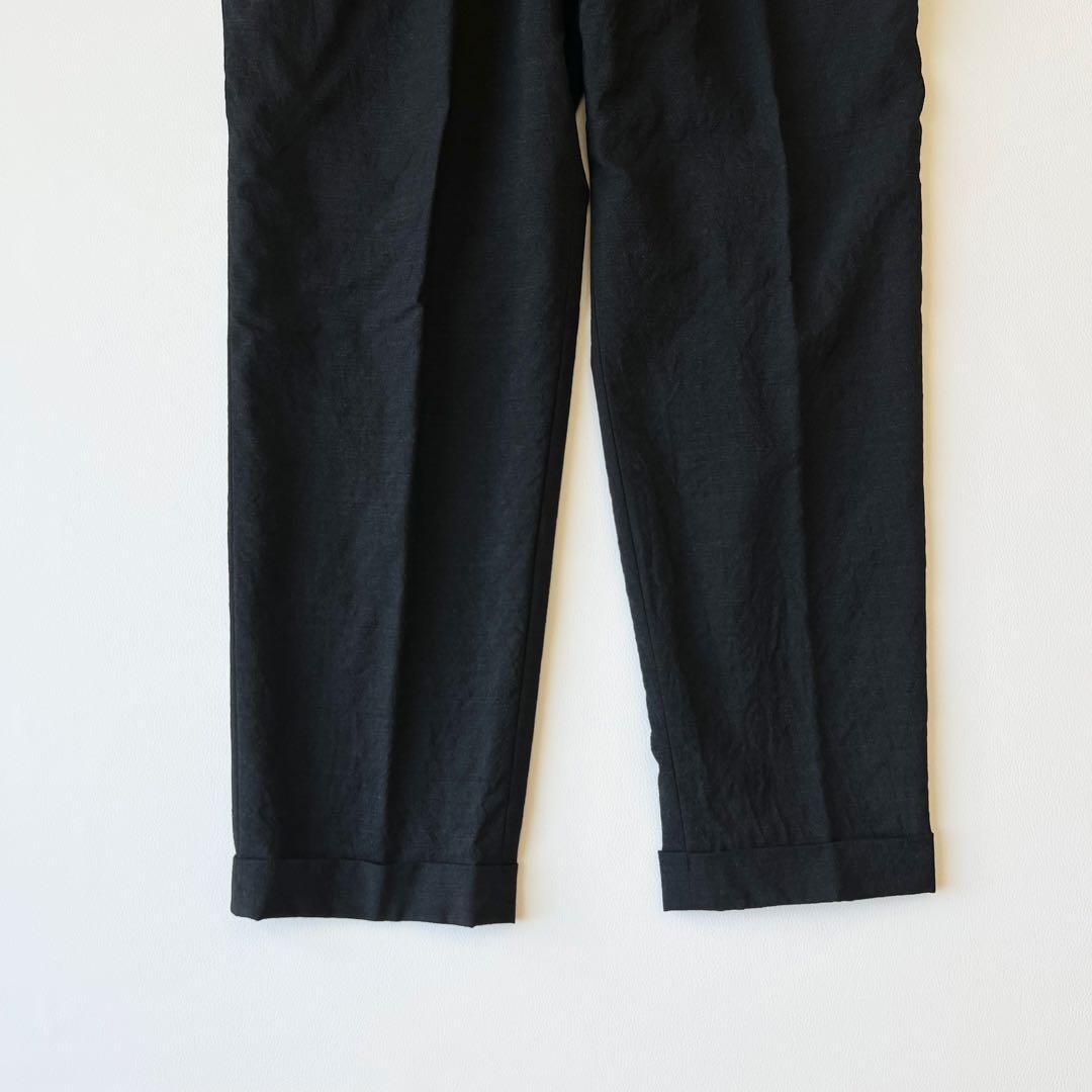 3223【美品】コモリ　ウール2タックパンツ　スラックス 21SS 黒　XL