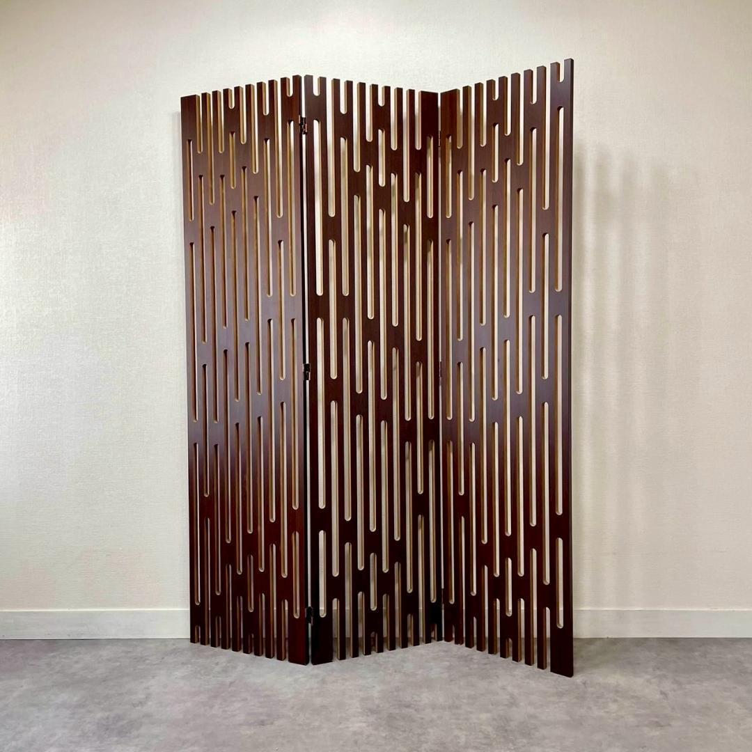 モダン 木製 パーテーション 3連 衝立 間仕切り ミッドセンチュリー 北欧