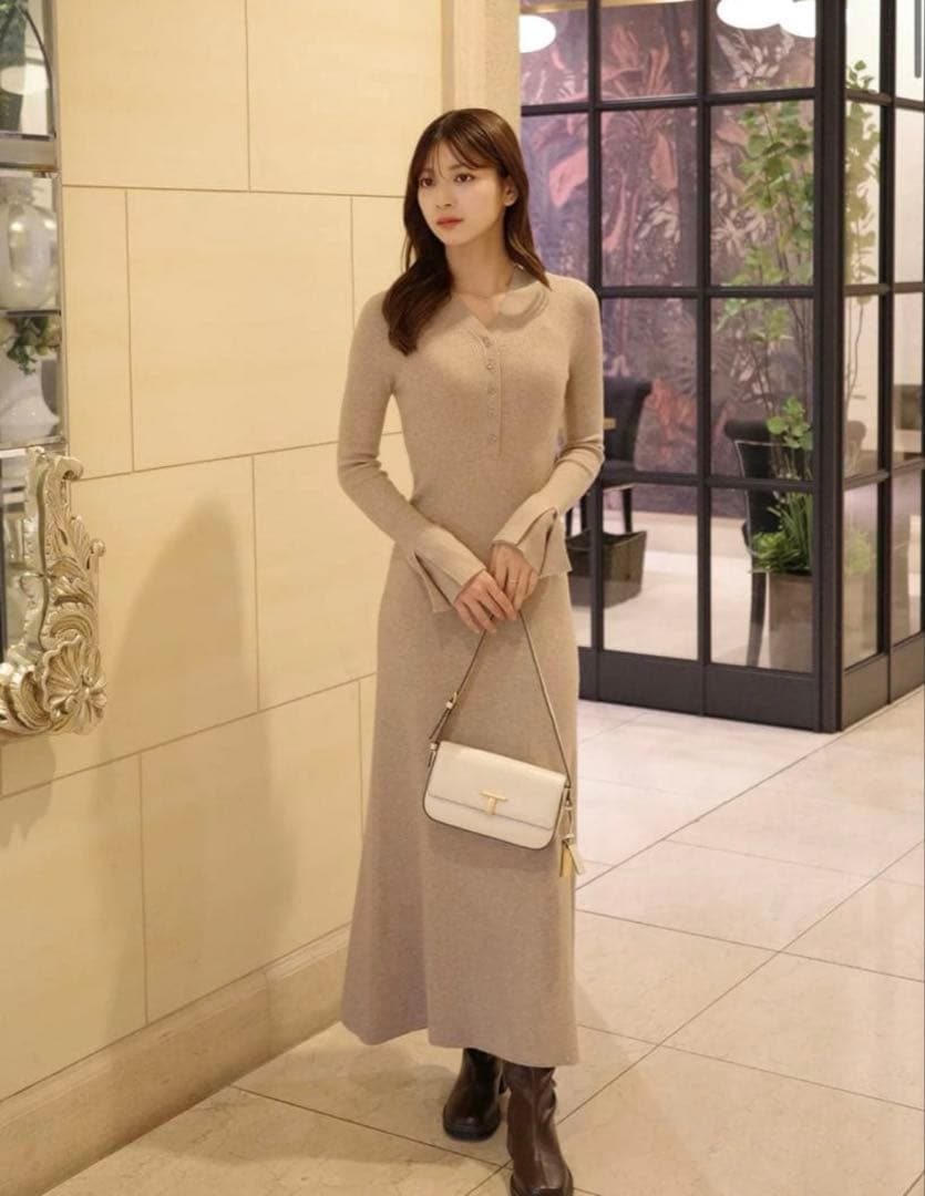 Holiday&Holiday フロントボタンフレアニットワンピース　送料込