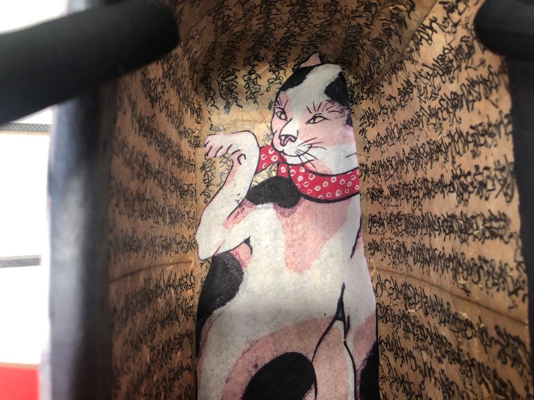 一閑張り　一閑張りバック　歌川国芳　鼠よけの猫　猫　少し大きめ