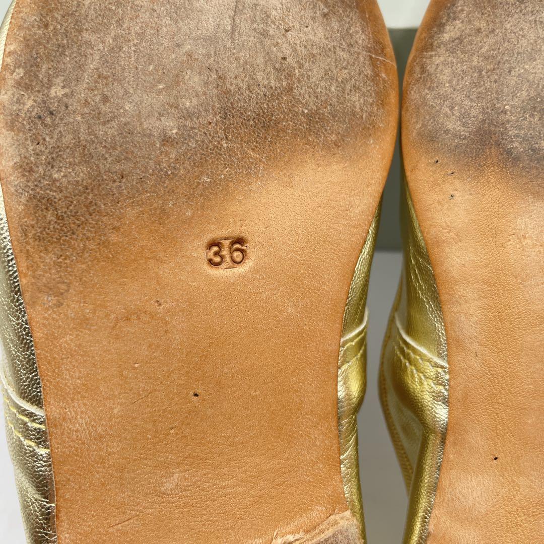 良品✨E.PORSELL バレエシューズ　フラットシューズ　ゴールド　23cm