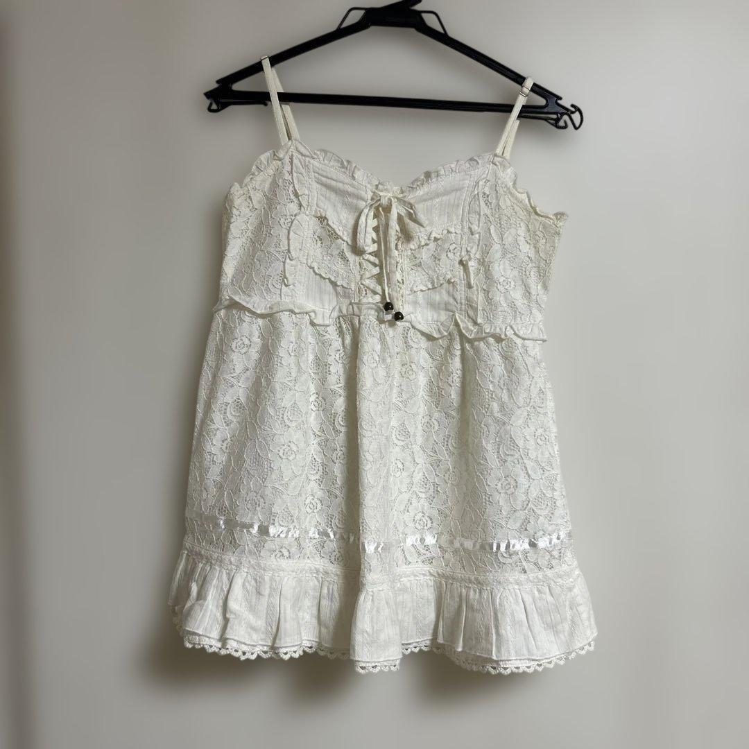 00'Ｓ平成 LIZLISA ホワイトレースキャミワンピ姫ギャル 姫ロリ