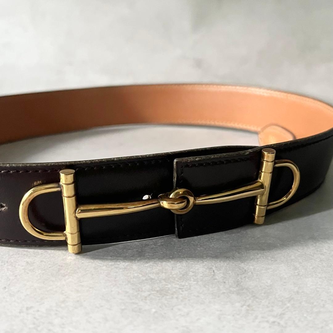 【美品】HERMES レディース　ベルト　ホースビット　ブラウン　ヴィンテージ