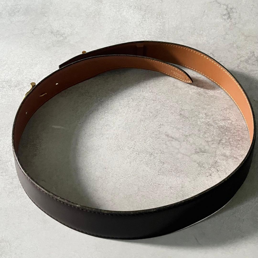 【美品】HERMES レディース　ベルト　ホースビット　ブラウン　ヴィンテージ