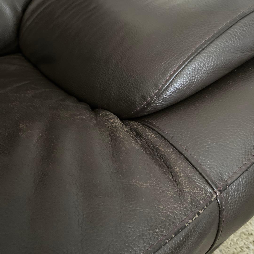 ソファ　日本製　牛革　革　シボ加工　ソファー　革ソファ　茶色　送料込