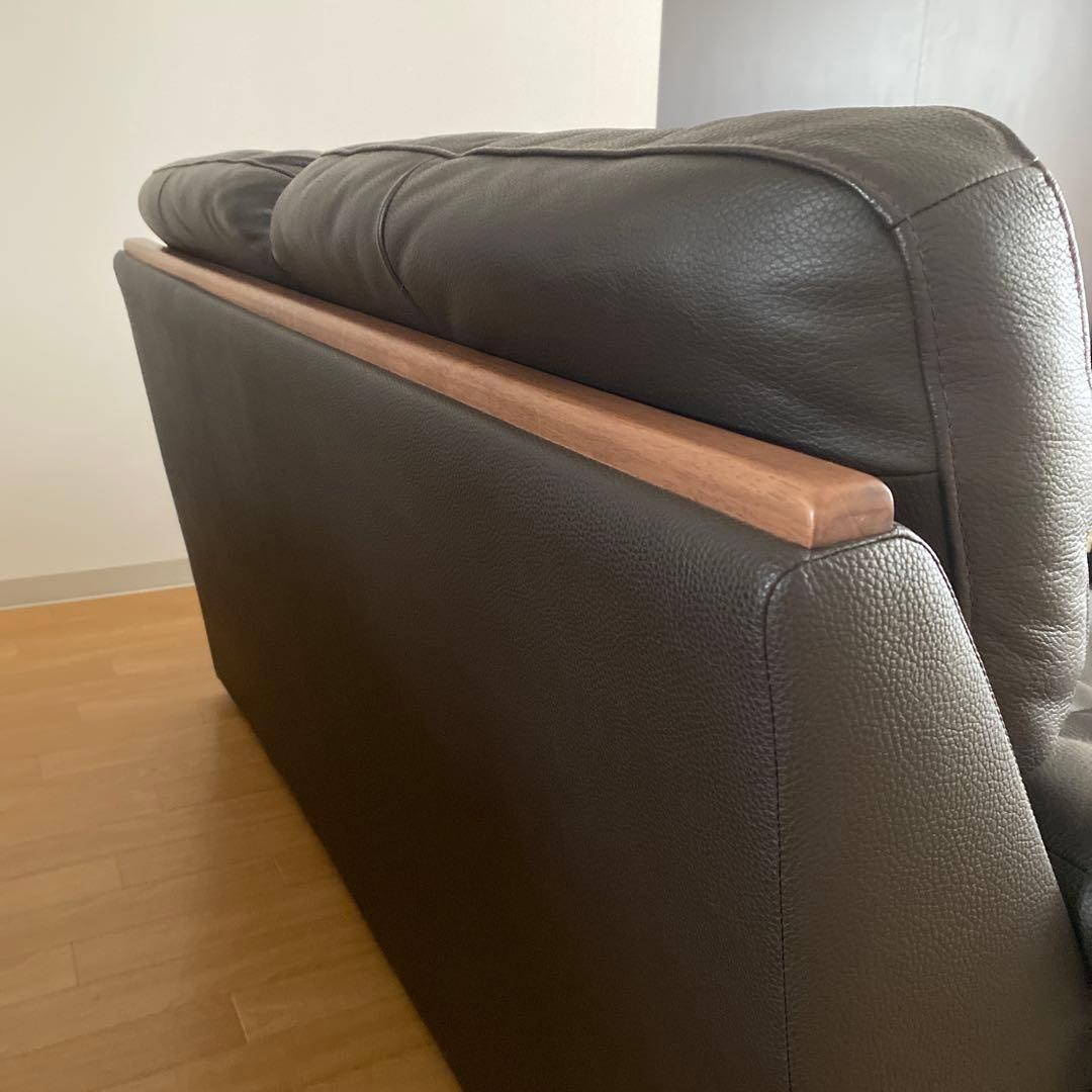 ソファ　日本製　牛革　革　シボ加工　ソファー　革ソファ　茶色　送料込