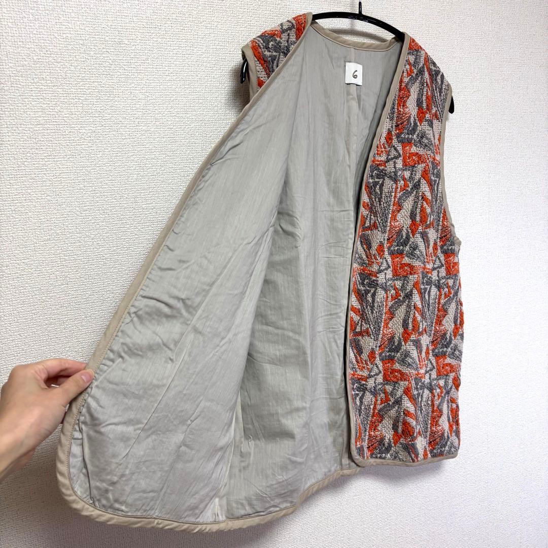 6(ROKU)◆ SASHIKO MOTIF JACQUARD VEST