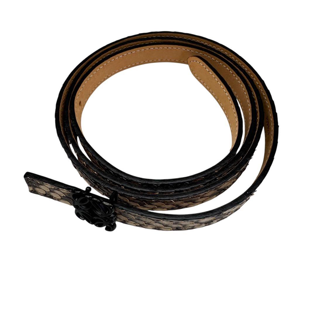 極美品 LOEWE ベルト アナグラム パイソン 蛇 レザー