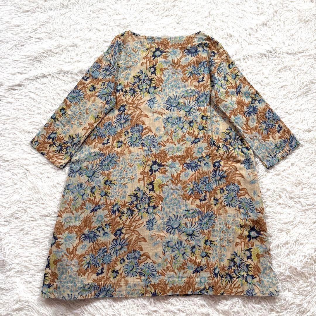 45rpm 二重織りガーゼの花柄ドレス　チュニック　ワンピース　フラワープリント
