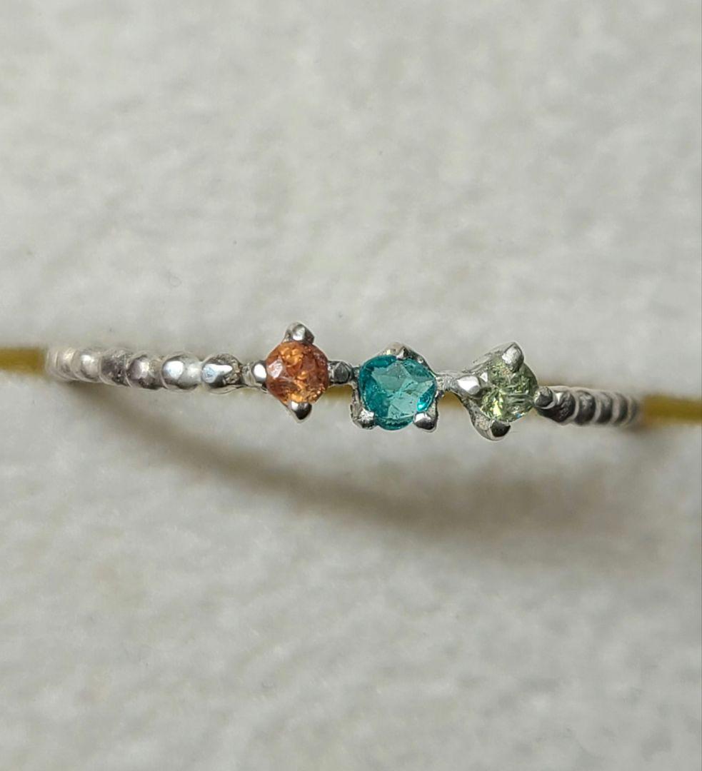 WINGS★バターリャパライバトルマリン&マルチカラーサファイアリング★