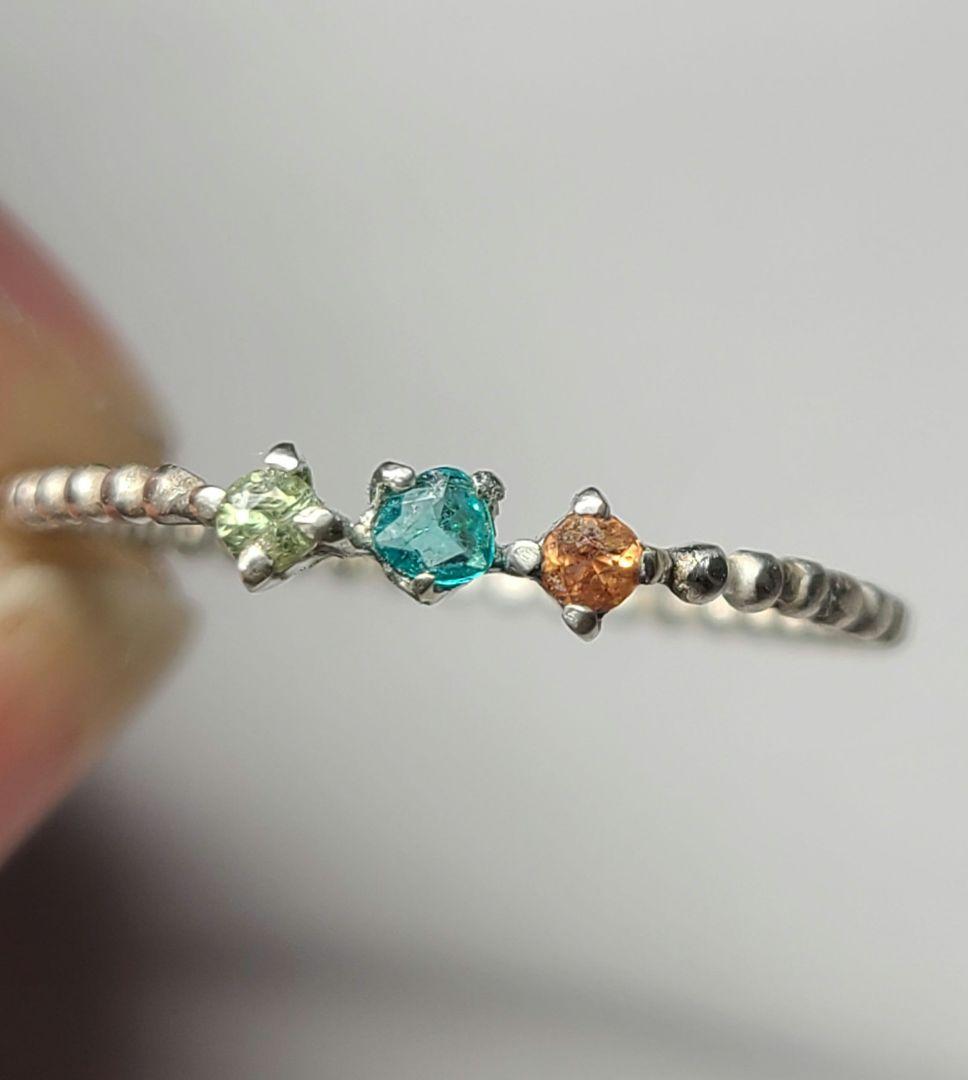 WINGS★バターリャパライバトルマリン&マルチカラーサファイアリング★