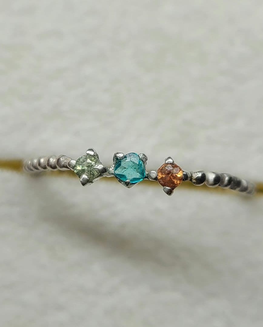 WINGS★バターリャパライバトルマリン&マルチカラーサファイアリング★