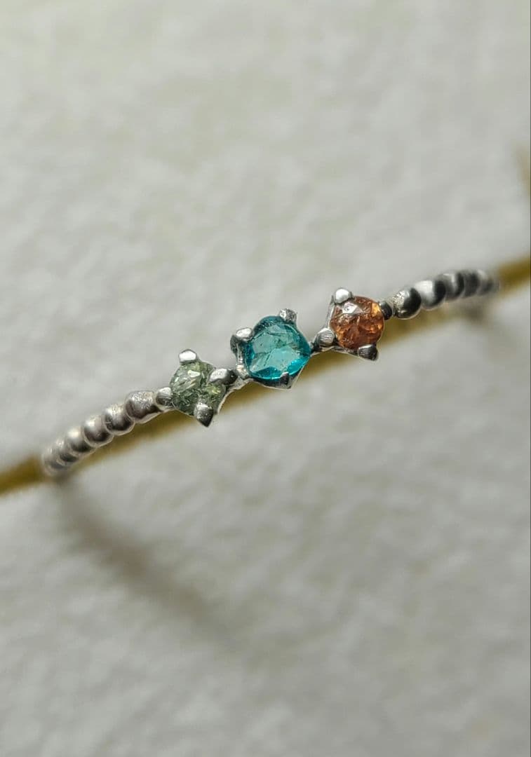 WINGS★バターリャパライバトルマリン&マルチカラーサファイアリング★