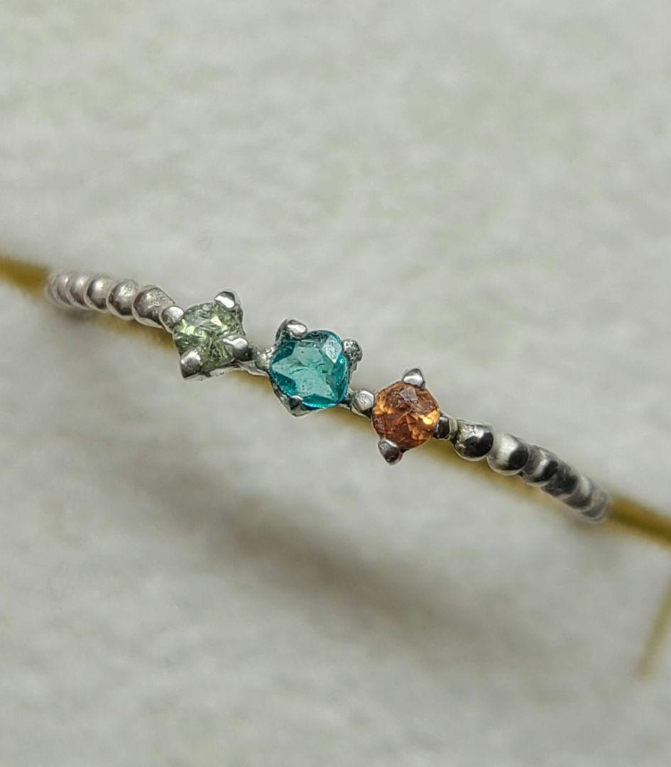 WINGS★バターリャパライバトルマリン&マルチカラーサファイアリング★