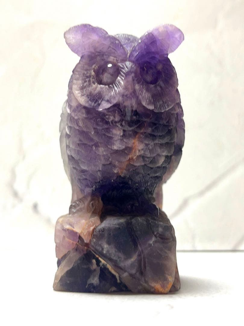 アメジスト フクロウ ふくろう彫刻 梟 置物 オブジェ