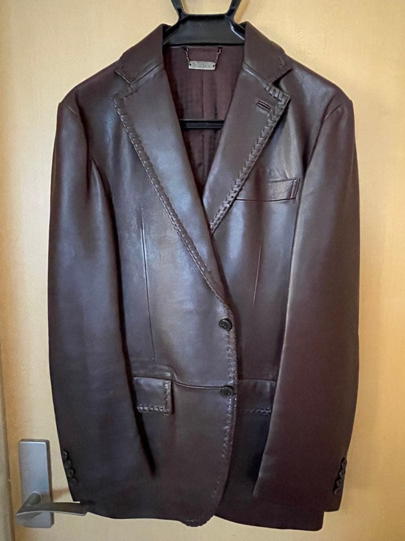 DURBAN レザー　テーラードジャケット 茶色　メンズ Ｌ　本革