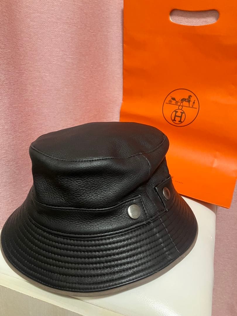 HERMES エルメス レザーハット57 バケットハット
