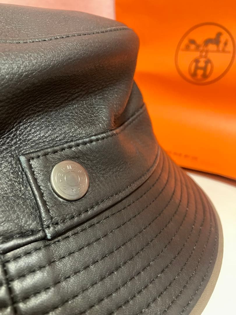 HERMES エルメス レザーハット57 バケットハット