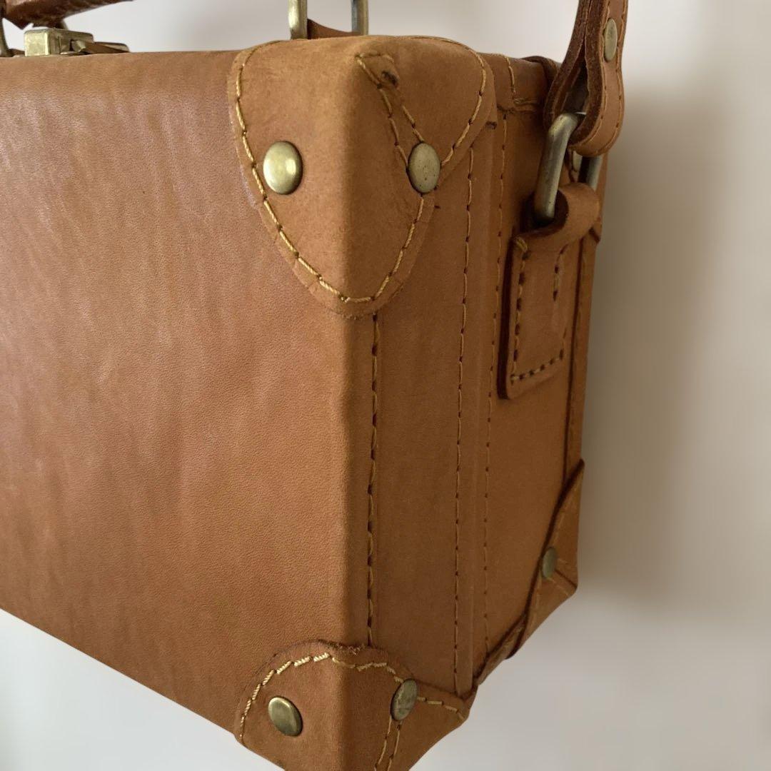 fes レザー ボックス型バッグ ブラウン