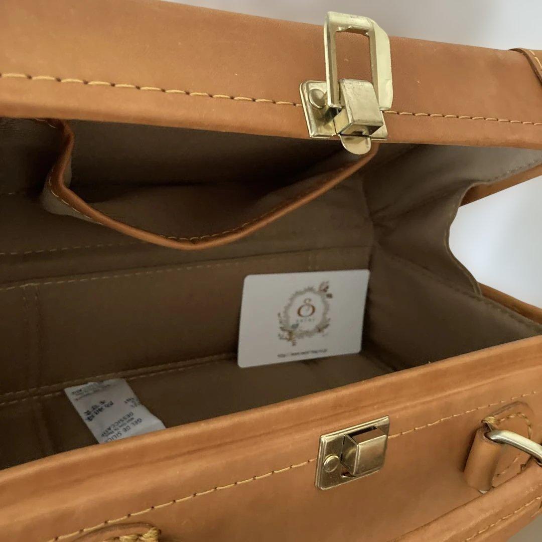 fes レザー ボックス型バッグ ブラウン