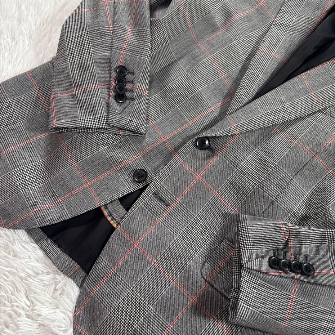 極美品 ポールスミス テーラード 英国生使用 グレンチェック 総裏 花柄 LL