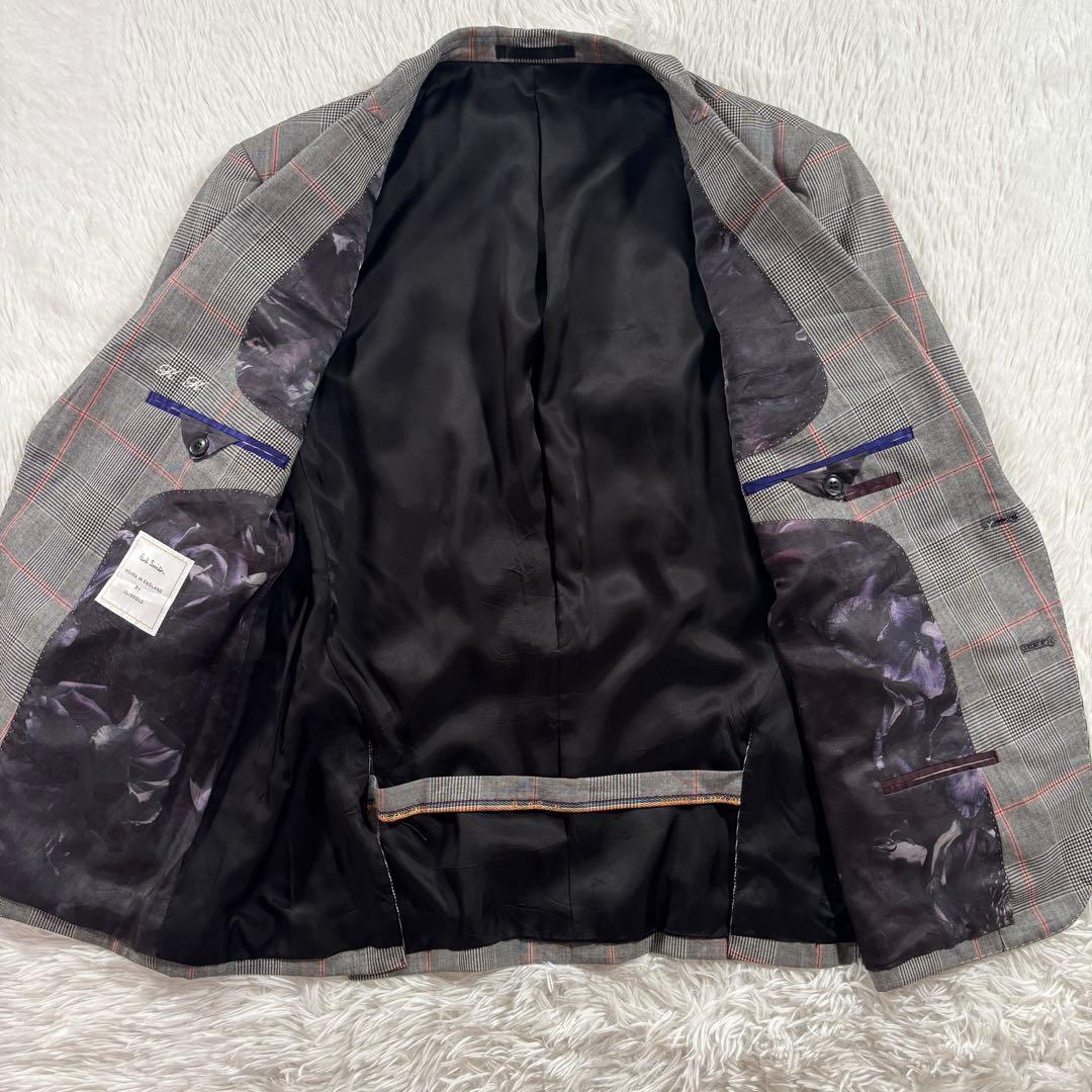 極美品 ポールスミス テーラード 英国生使用 グレンチェック 総裏 花柄 LL