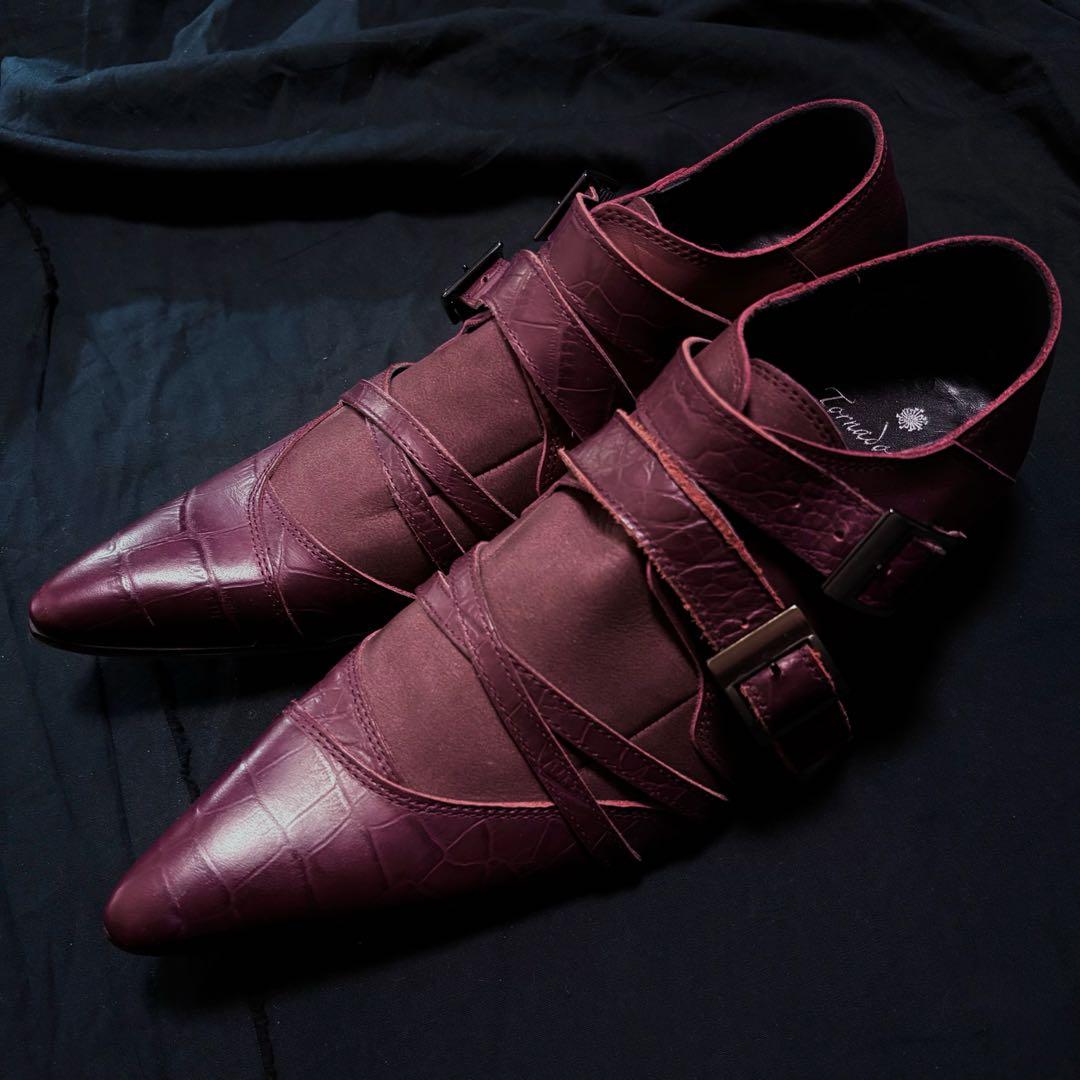 【未使用】トルネードマート　本革レザーシューズ　革靴　ボルドー