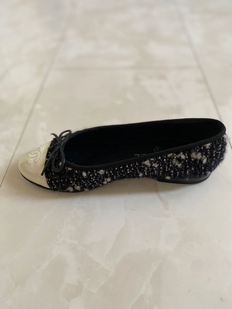 専用 CHANEL ツイード バレエシューズ バレリーナ 黒 36.5 シャネル