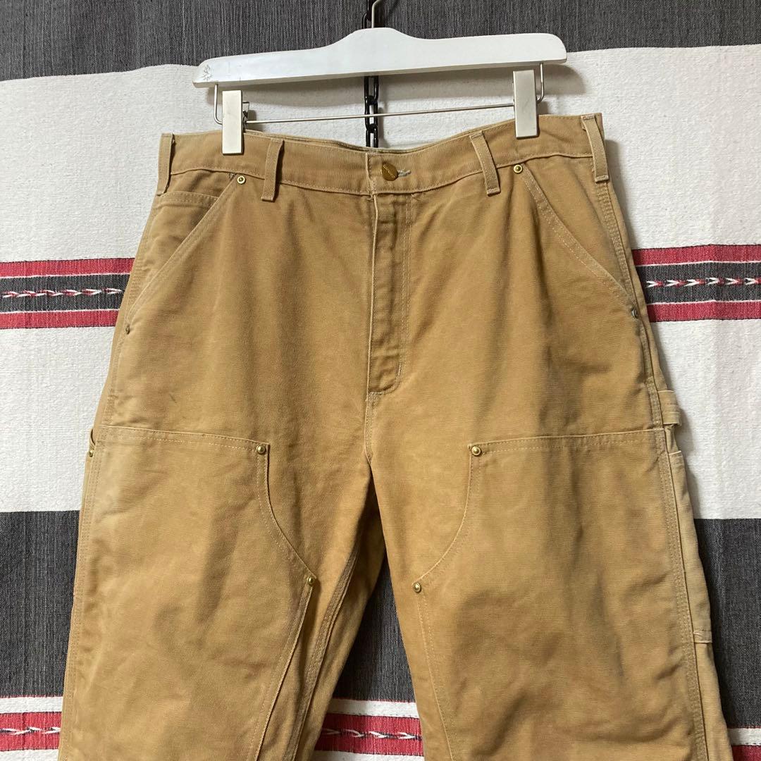 00s Carhartt ダックダブルニーパンツ カーキ W34 大人気 希少