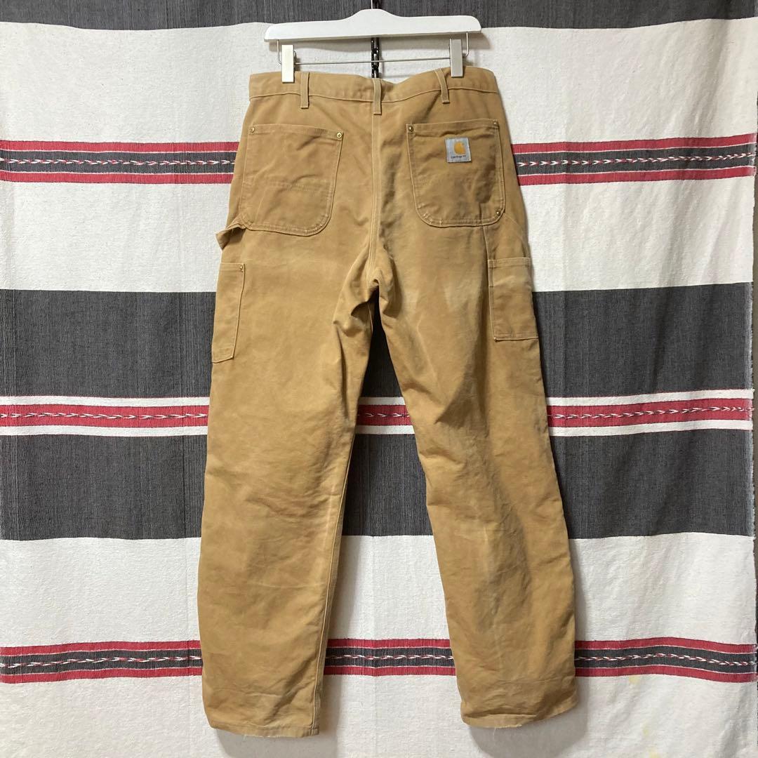 00s Carhartt ダックダブルニーパンツ カーキ W34 大人気 希少