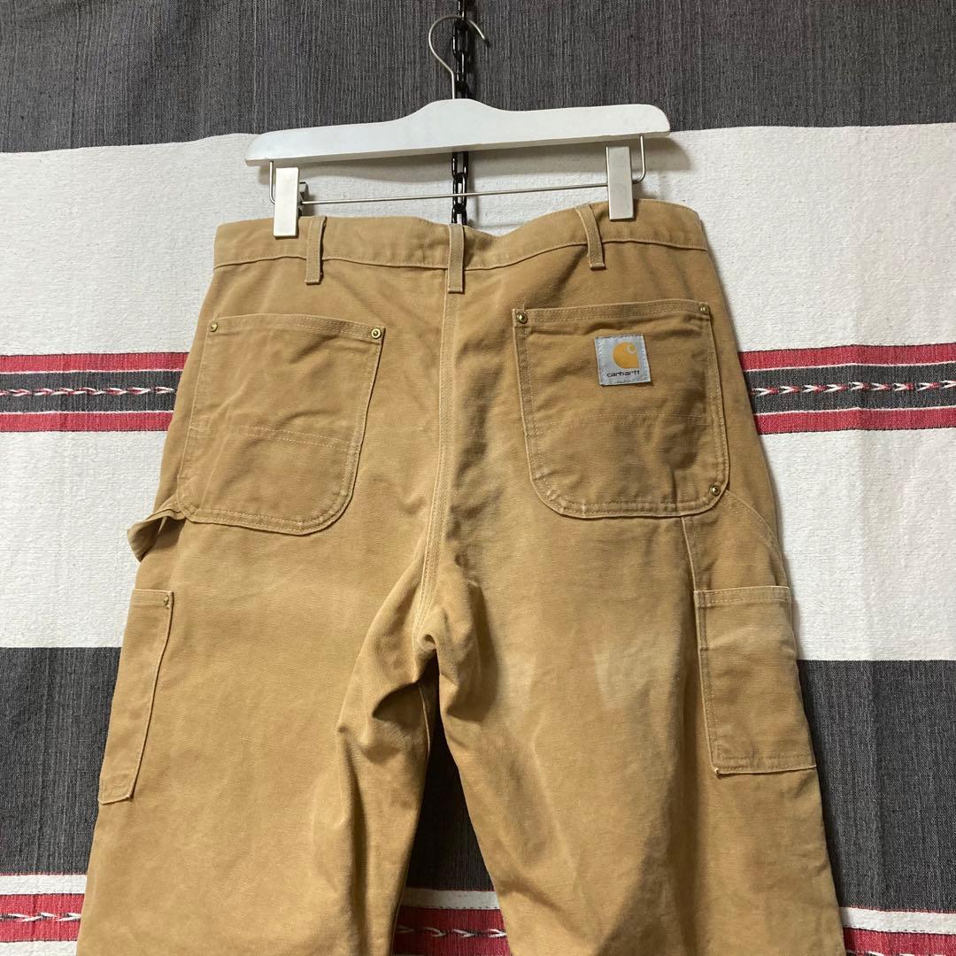 00s Carhartt ダックダブルニーパンツ カーキ W34 大人気 希少