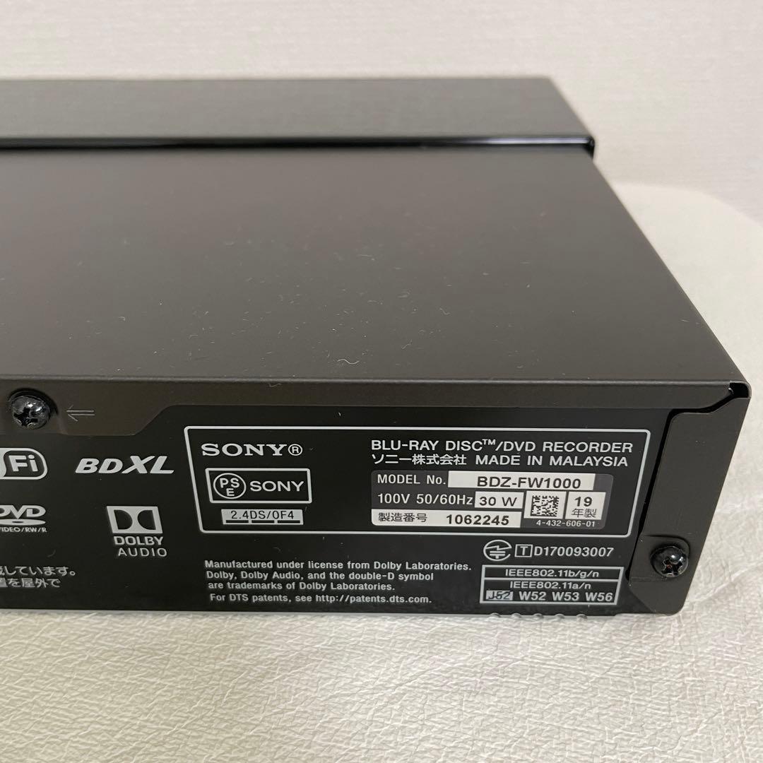 SONY ブルーレイレコーダー BDZ-FW-1000