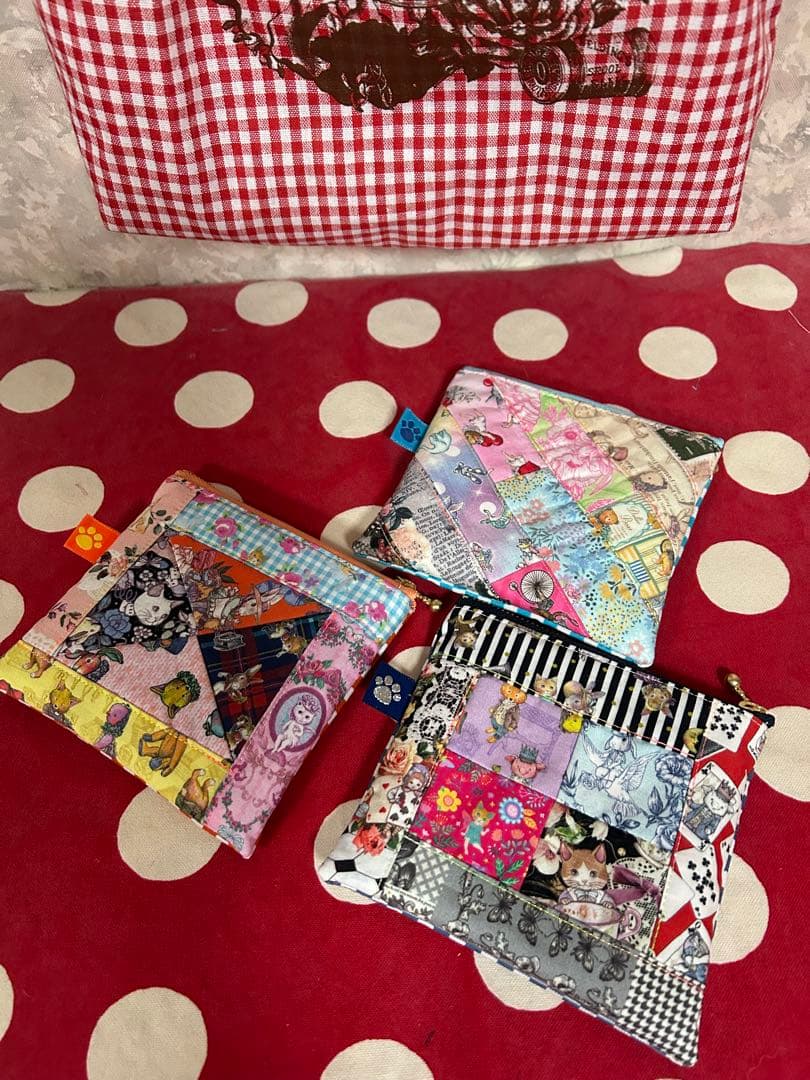 ラヴィ　ハンドメイドジョリーフルール 持ち手付巾着袋エピ＆ファスナーポーチ