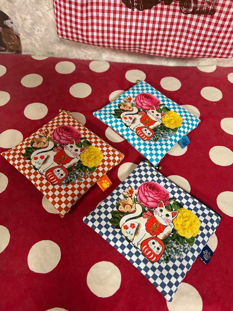 ラヴィ　ハンドメイドジョリーフルール 持ち手付巾着袋エピ＆ファスナーポーチ