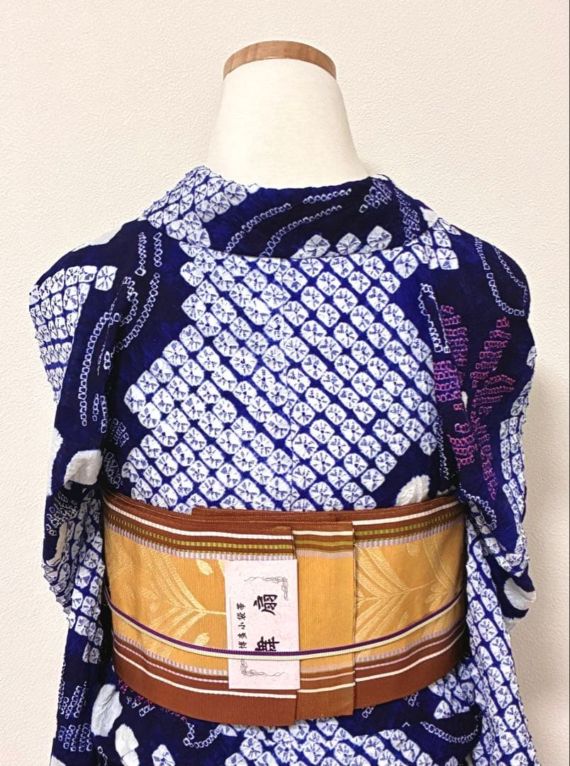 浴衣　有松鳴海絞り　蔓花　裄67cm