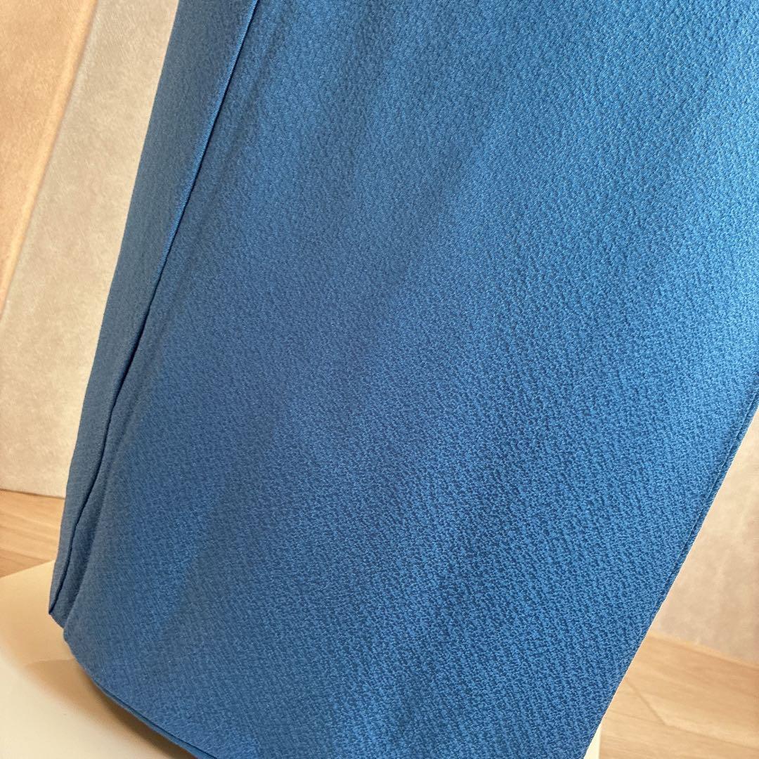 色無地　フルセット　着物　正絹　一つ紋　ブルー系　J9