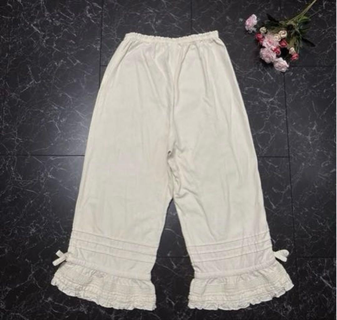 ピンクハウス セミスエード両面起毛パンツ 裾ローン使い ７分丈 ドロワーズパンツ