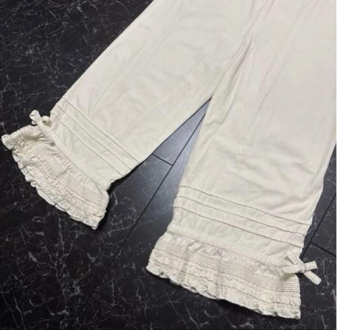 ピンクハウス セミスエード両面起毛パンツ 裾ローン使い ７分丈 ドロワーズパンツ