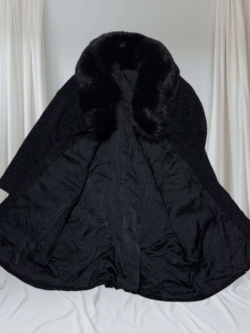 高級　リアルファー　ロング丈　ブラックフォックス × アストラカン 15