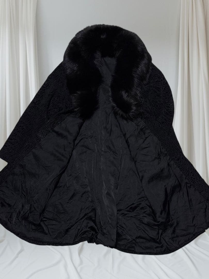 高級　リアルファー　ロング丈　ブラックフォックス × アストラカン 15