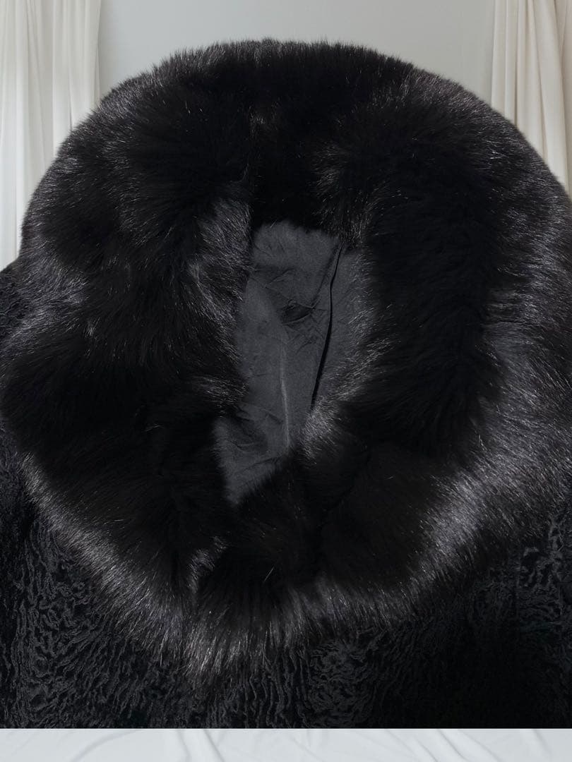 高級　リアルファー　ロング丈　ブラックフォックス × アストラカン 15