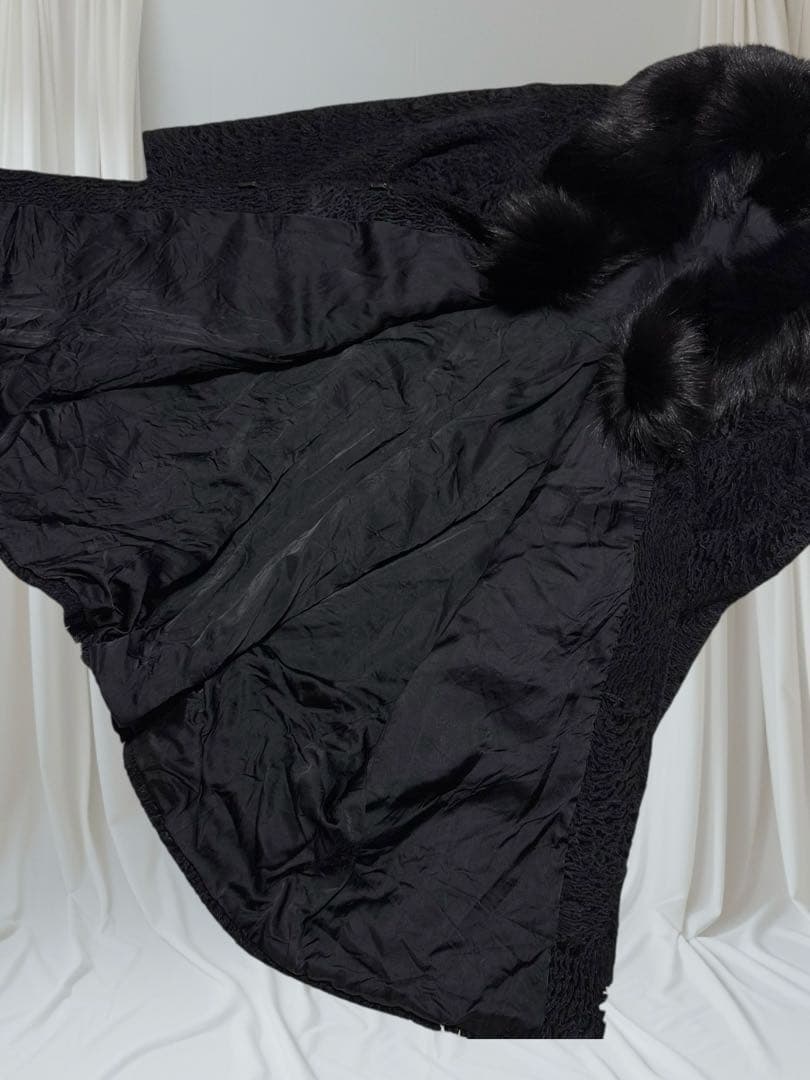 高級　リアルファー　ロング丈　ブラックフォックス × アストラカン 15