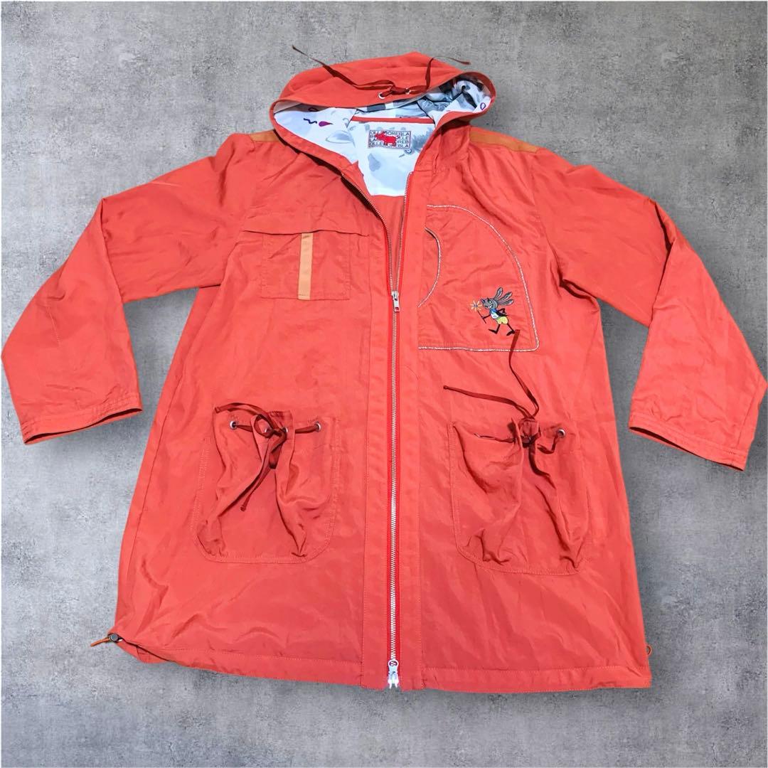 OLLEBOREBLA アルベロベロ ナイロンパーカー 刺繍 フード オレンジ