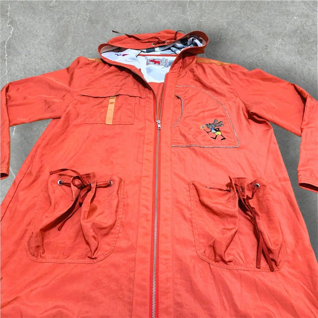 OLLEBOREBLA アルベロベロ ナイロンパーカー 刺繍 フード オレンジ